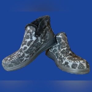 Hey Dude Denny Sneakers - Women's Size 8 (Black and Grey Leopard/Marble)